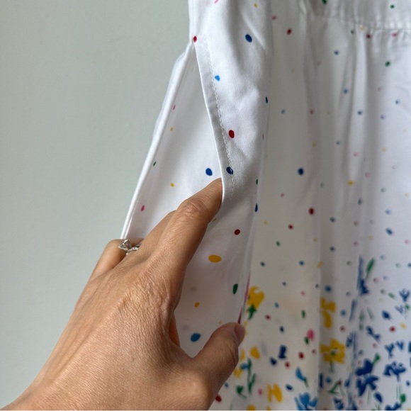 Lanz of Salsburg // Cotton White Long Dress V Neck Sleeveless Floral Size M - Picture 6 of 13